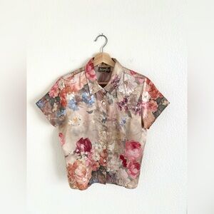 VINTAGE shimmer floral Y2K blouse / size M